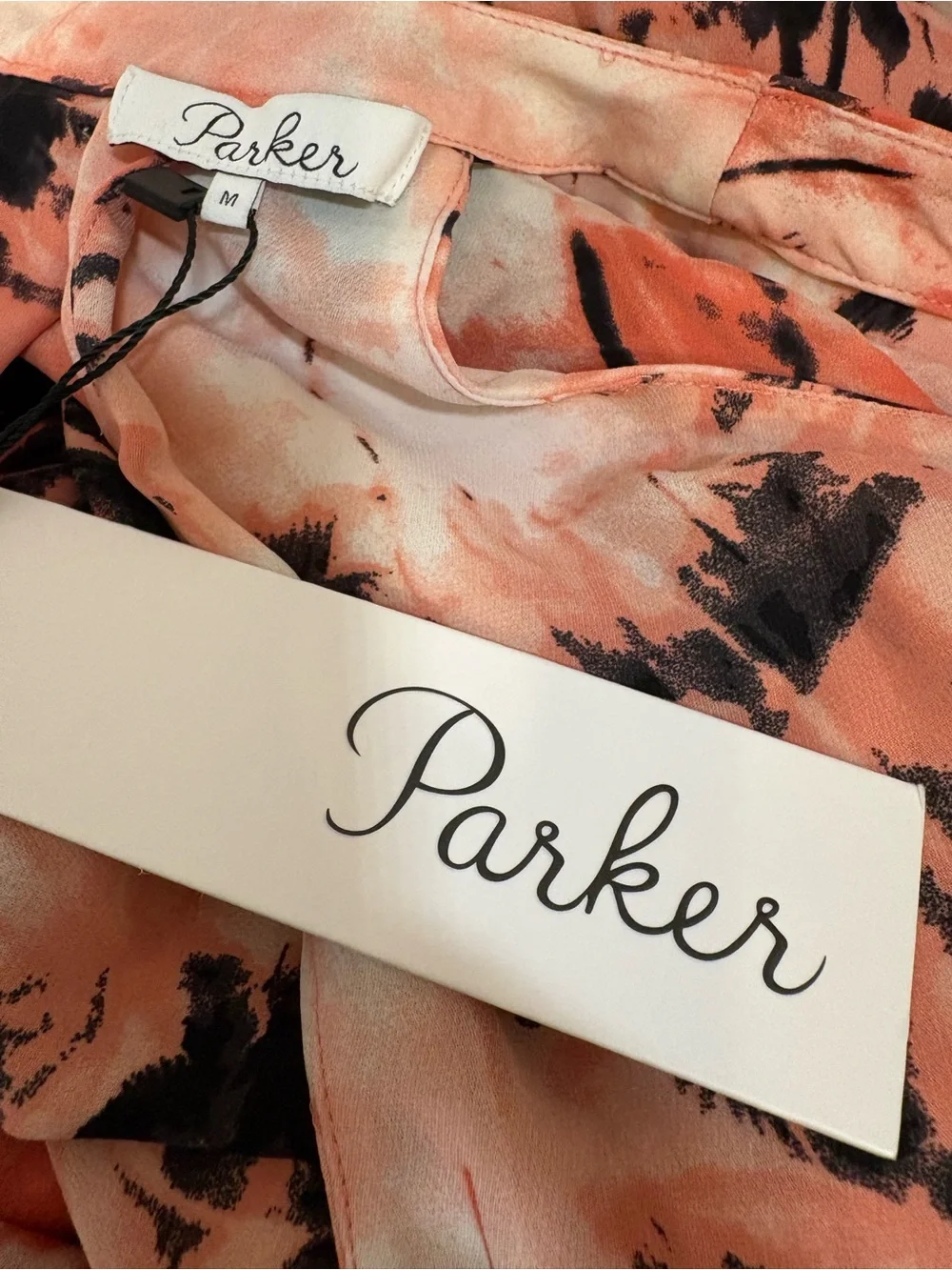 Parker Silk Kita Dress in Camo Pompano.  Size M